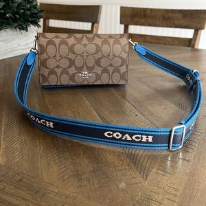 Coach crossbody bag - almost new. Used twice. Cobalt blue/brown
